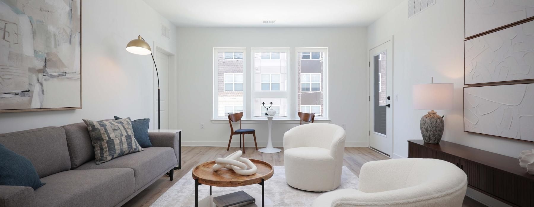 a living room with a couch and a coffee table